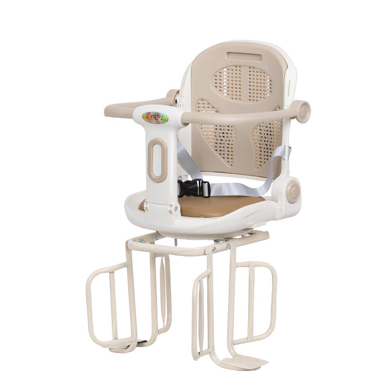 rear-mounted toddler bicycle seat with padded ergonomic backrest adjustable footrests and secure harness