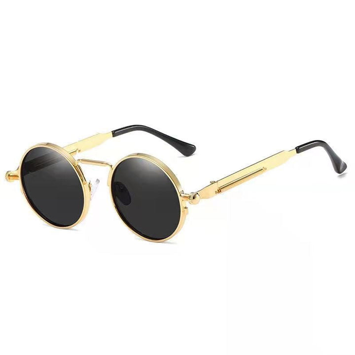 Ladies Round Metal Sunglasses with Mirrored Lenses