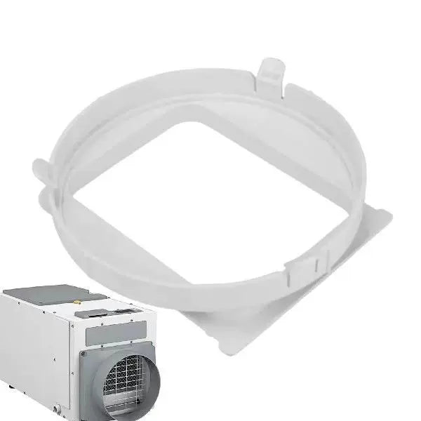 Unisex one size universal window fan adapter with circular exhaust collar and quick-release flange for portable air conditioners