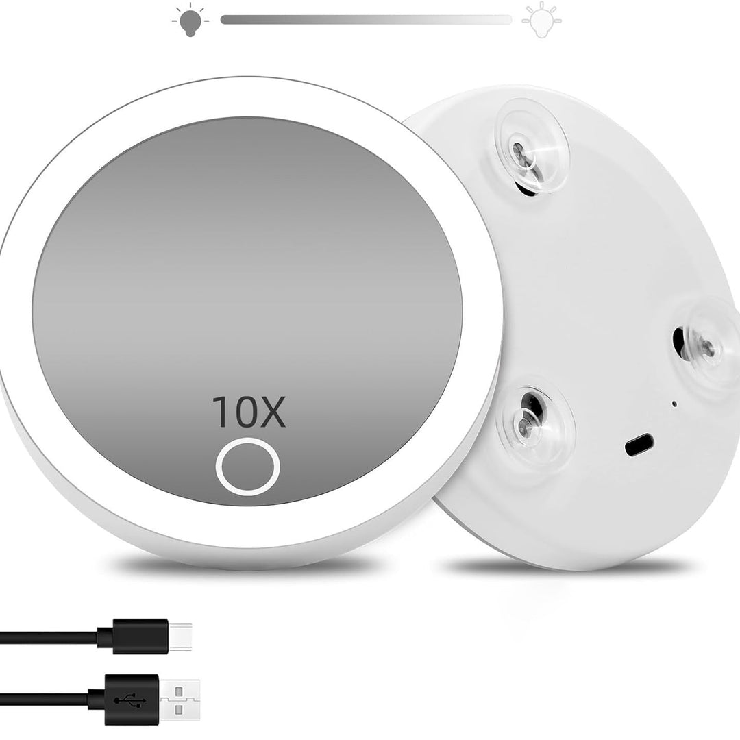 TenX LED Suction Magnifying Makeup Mirror with Touch Sensor USB Rechargeable Portable