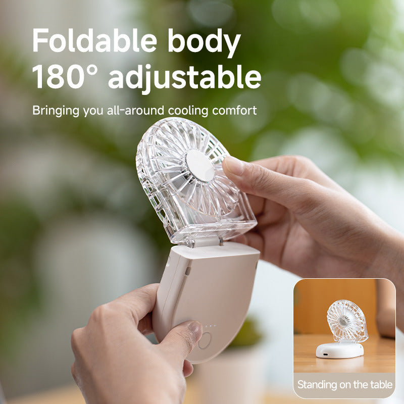 Unisex Portable Rechargeable Handheld Fan with LED Mirror