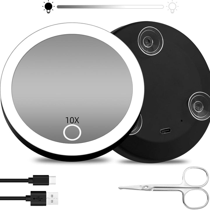 TenX LED Suction Magnifying Makeup Mirror with Touch Sensor USB Rechargeable Portable