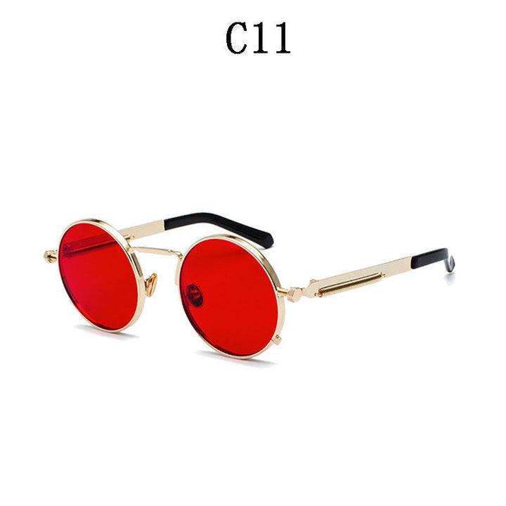 Ladies Round Metal Sunglasses with Mirrored Lenses