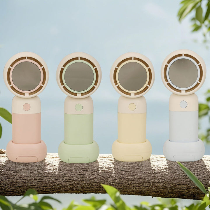 Women Portable Handheld Fan with Mirror