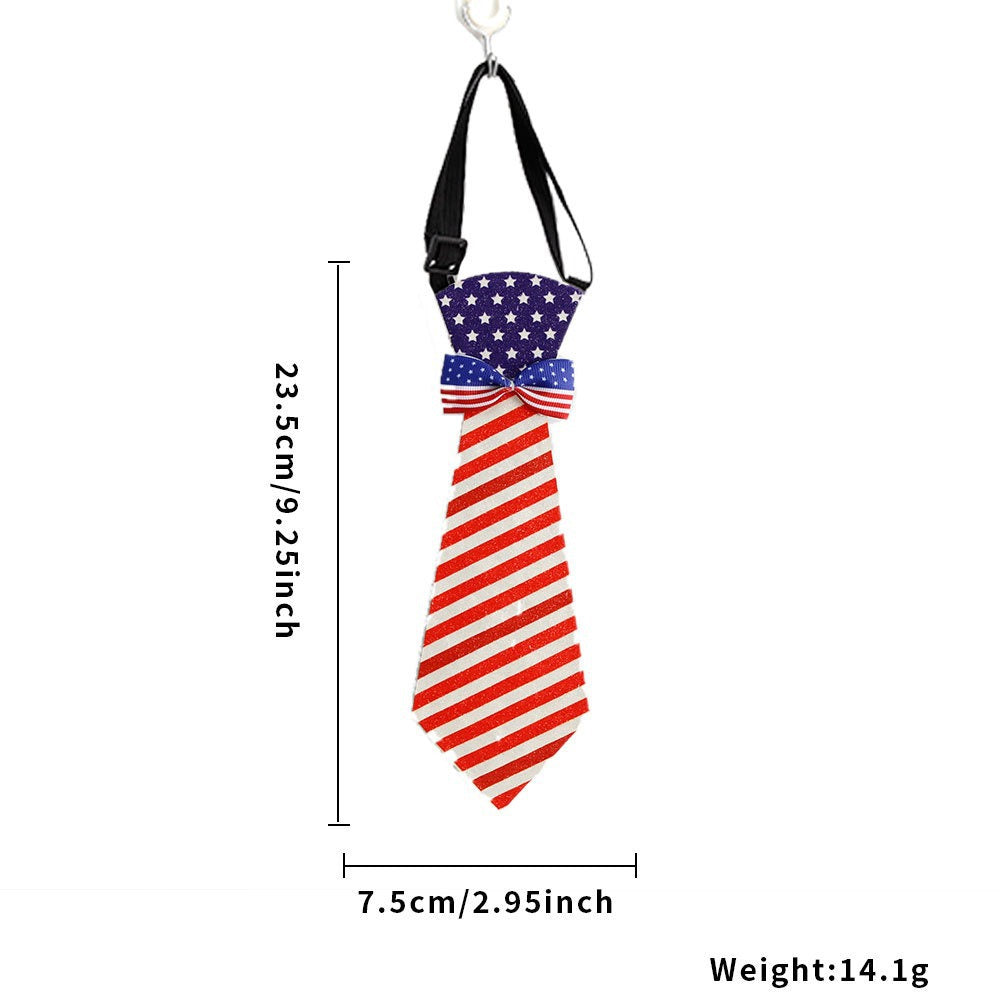 Unisex nan patriotic striped pet necktie with adjustable elastic collar