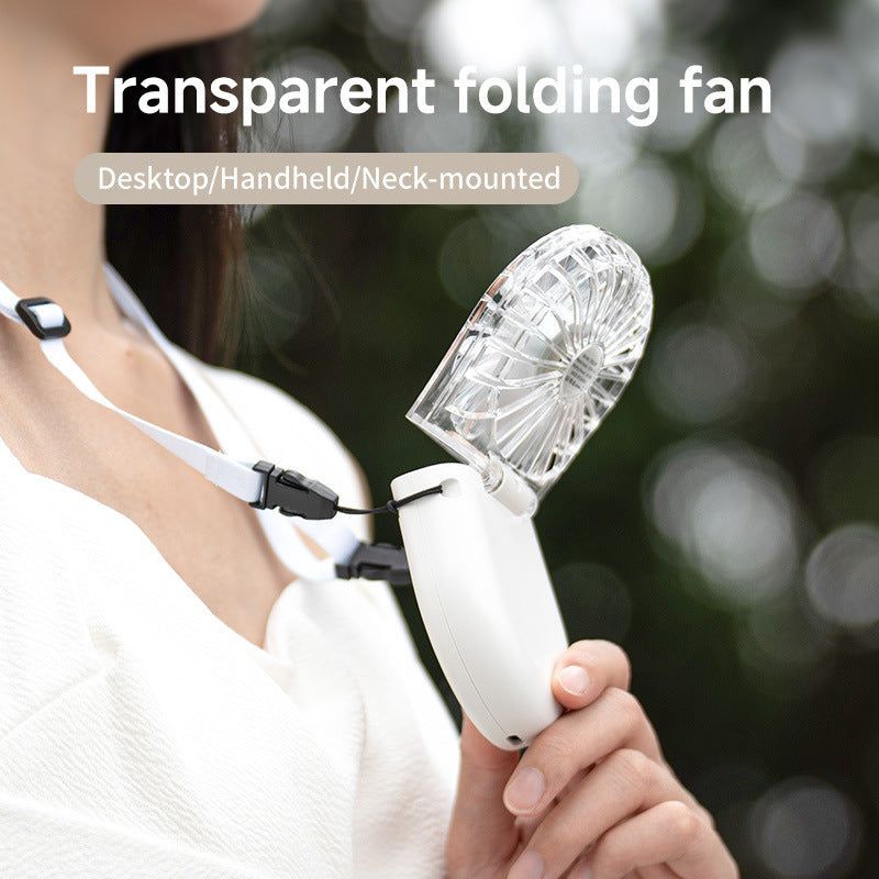 Unisex Portable Rechargeable Handheld Fan with Mirror