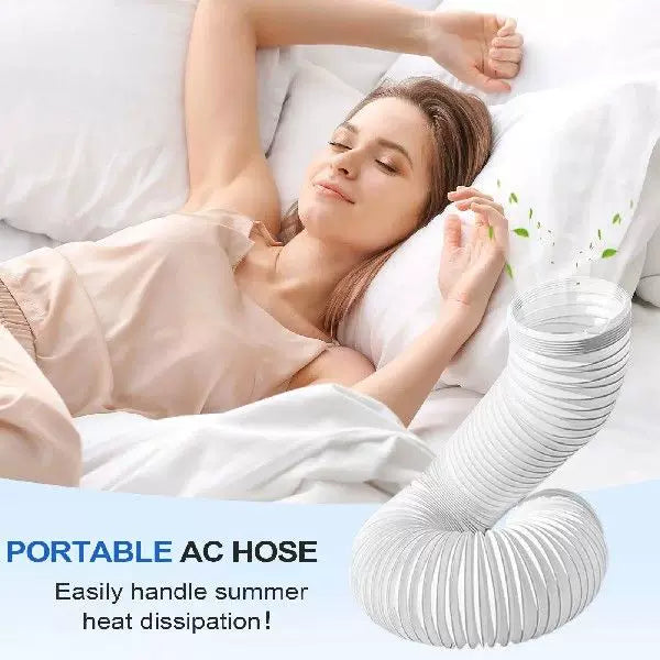 Unisex one size universal flexible corrugated exhaust hose for portable air conditioner with reinforced intake collar and extendable length