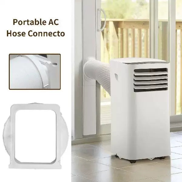 Unisex one size universal window fan adapter with circular exhaust collar and quick-release flange for portable air conditioners