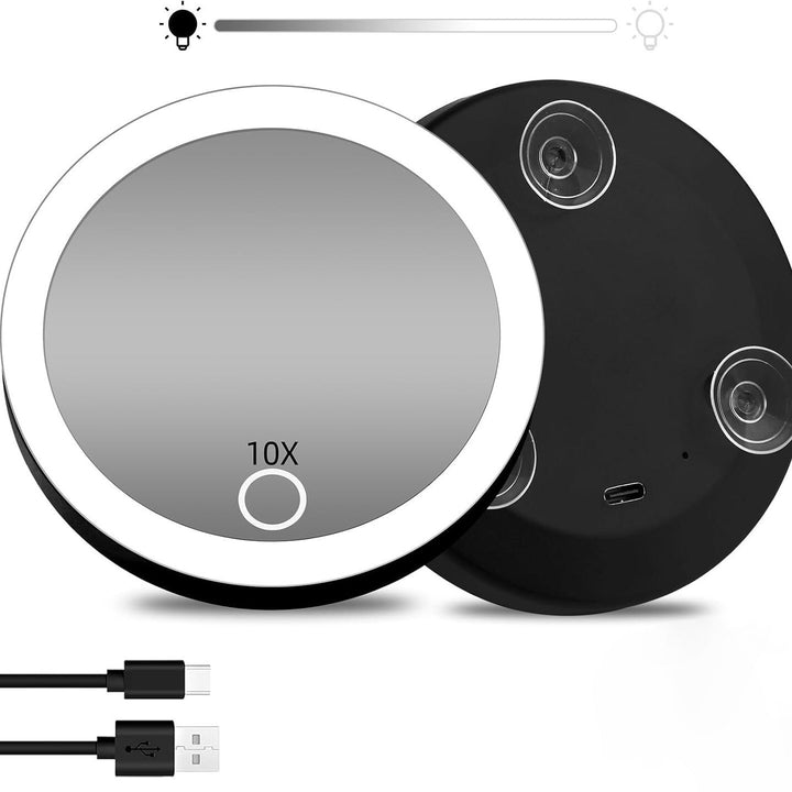 TenX LED Suction Magnifying Makeup Mirror with Touch Sensor USB Rechargeable Portable