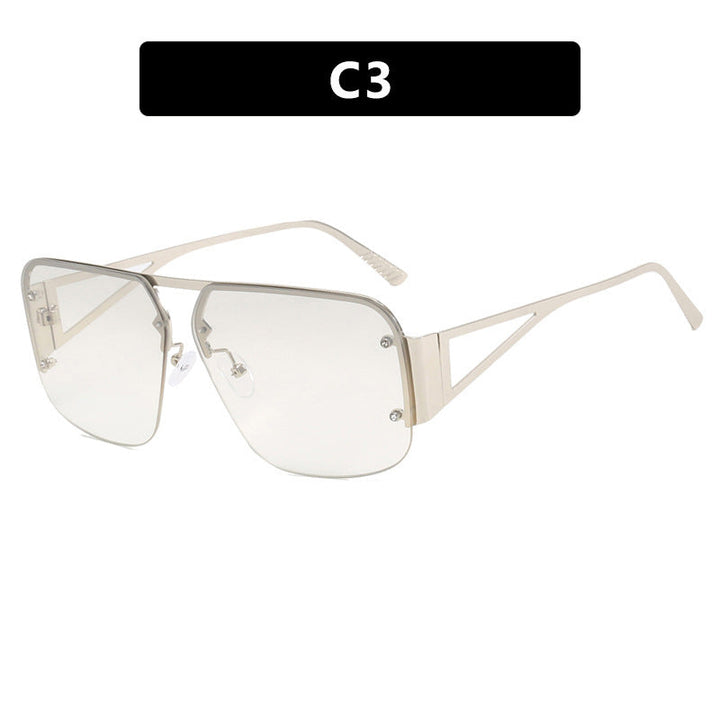 Women’s Futuristic Sunglasses with Square Frame and Mirrored Lenses