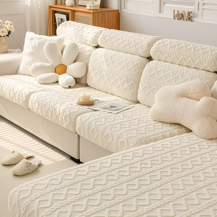 Samt-Sofa cover with diamond pattern – Soft &amp; Luxurious | Perfect fit for any couch |