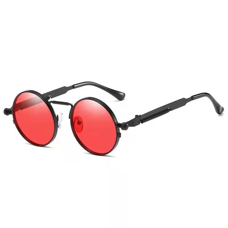 Ladies Round Metal Sunglasses with Mirrored Lenses