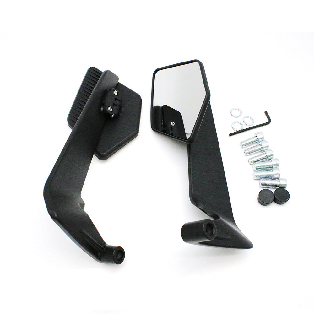 Motorcycle rearview mirror with modern, aerodynamic design