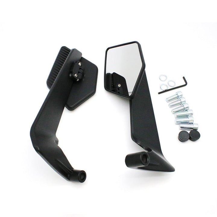 Motorcycle rearview mirror with modern, aerodynamic design
