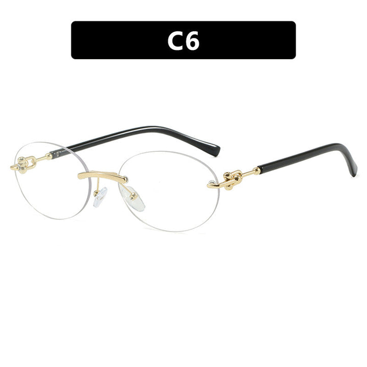 Women oval sunglasses with luxurious metal frame and mirrored lenses