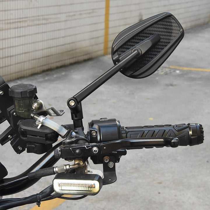 Motorcycle rearview mirror with modern design made of aluminum