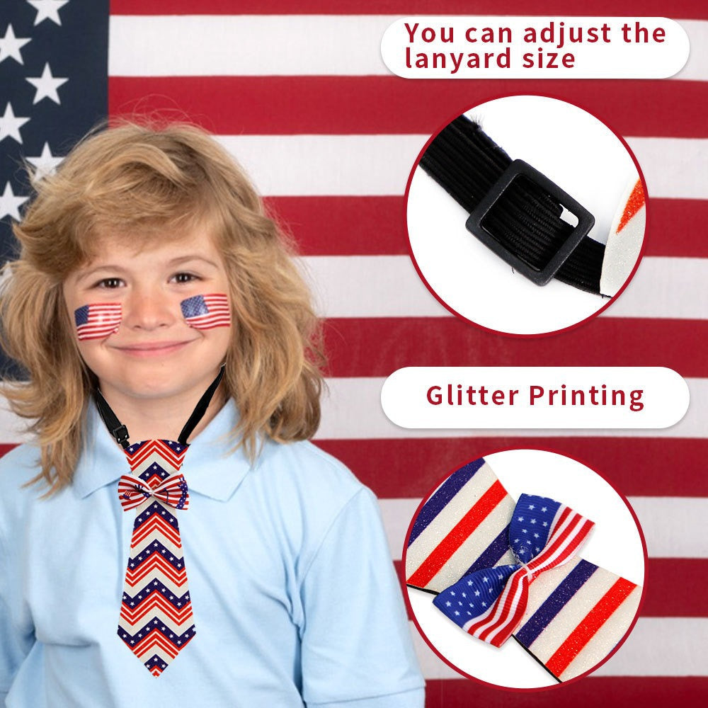 Unisex nan patriotic striped pet necktie with adjustable elastic collar
