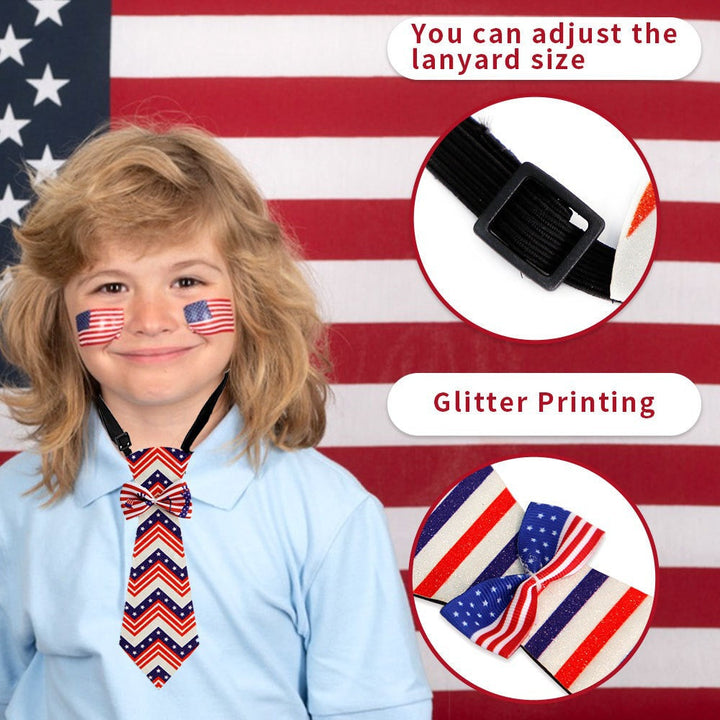 Unisex nan patriotic striped pet necktie with adjustable elastic collar