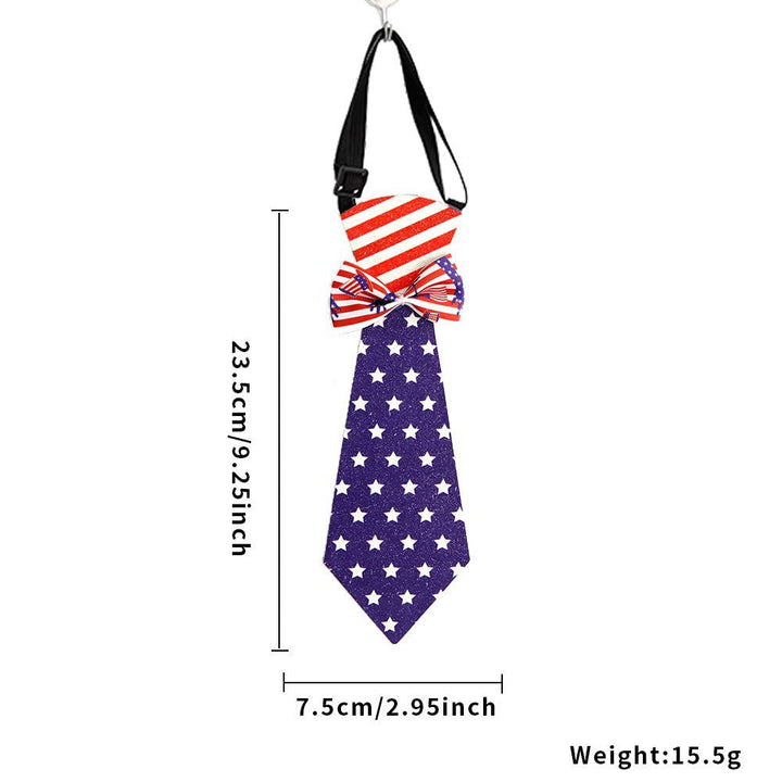 Unisex nan patriotic striped pet necktie with adjustable elastic collar