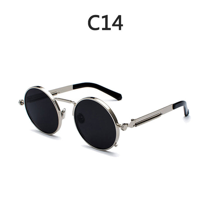 Ladies Round Metal Sunglasses with Mirrored Lenses