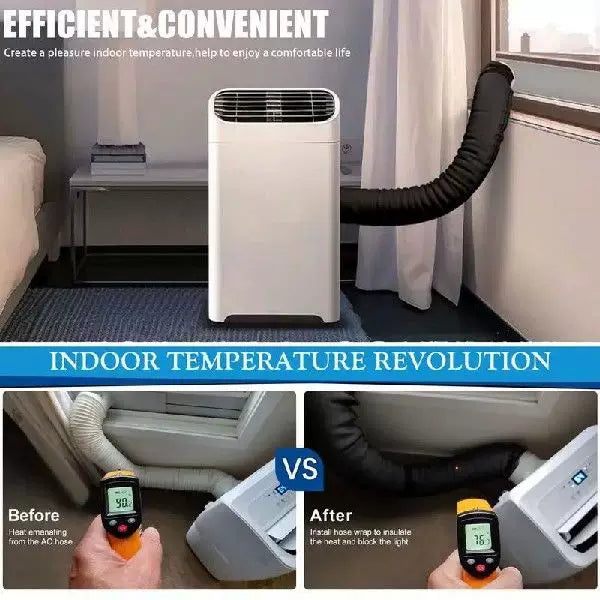 Unisex one size wide flat window sealing panel for portable air conditioner with universal round exhaust collar and quick-release elastic bands