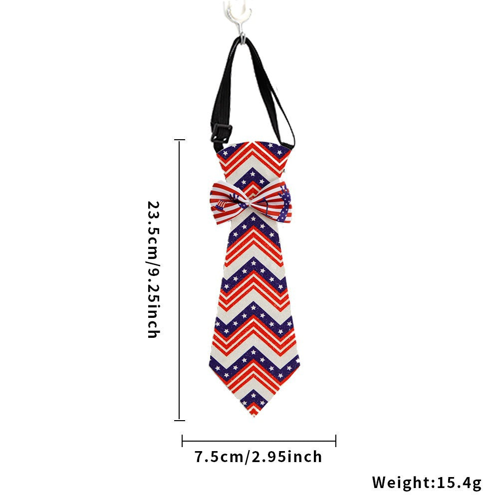 Unisex nan patriotic striped pet necktie with adjustable elastic collar