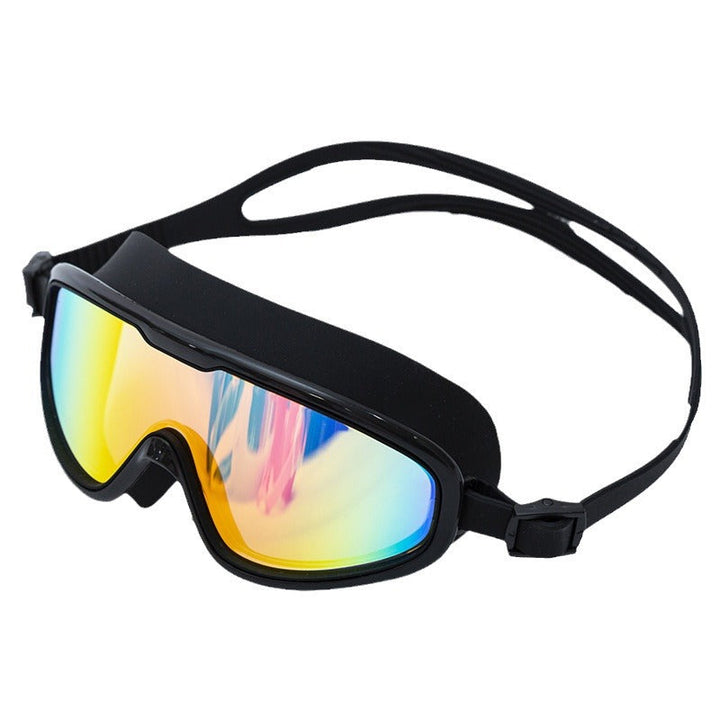 Ergonomic swimming goggles with mirrored field of view