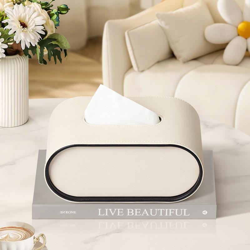 Tissue box - Oval Elegance - Leather design - Functional &amp; Stylish