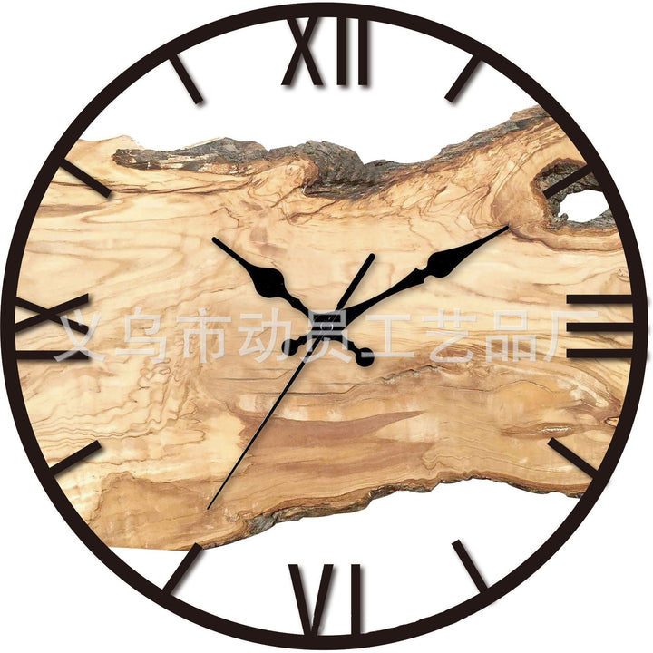 Wood imitation acrylic silent wall clock for the living room 30 cm