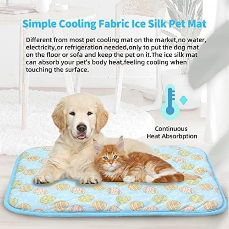 Unisex nan self-cooling pet cooling mat with pressure-activated gel core and non-slip bottom