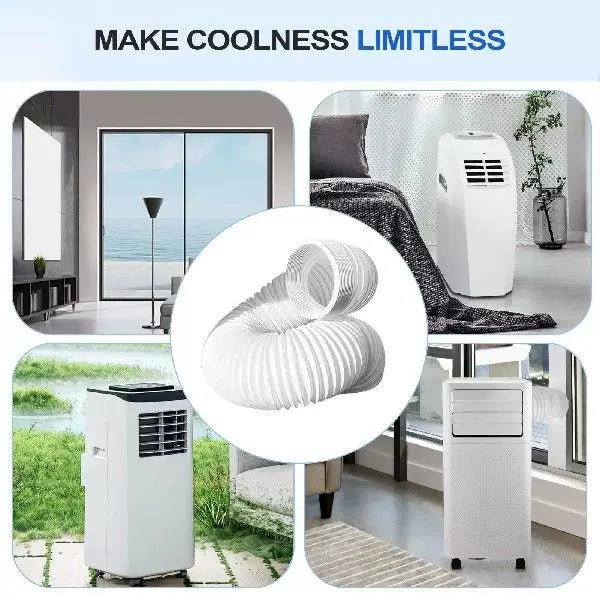 Unisex one size universal flexible corrugated exhaust hose for portable air conditioner with reinforced intake collar and extendable length