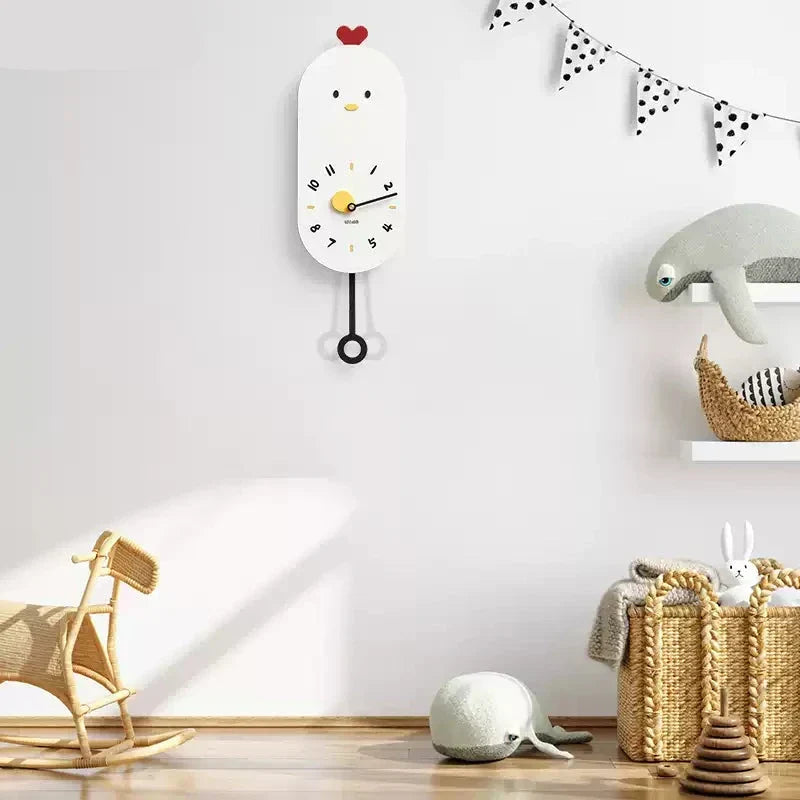 Cute Chicken Kids Room Silent Wall Clock