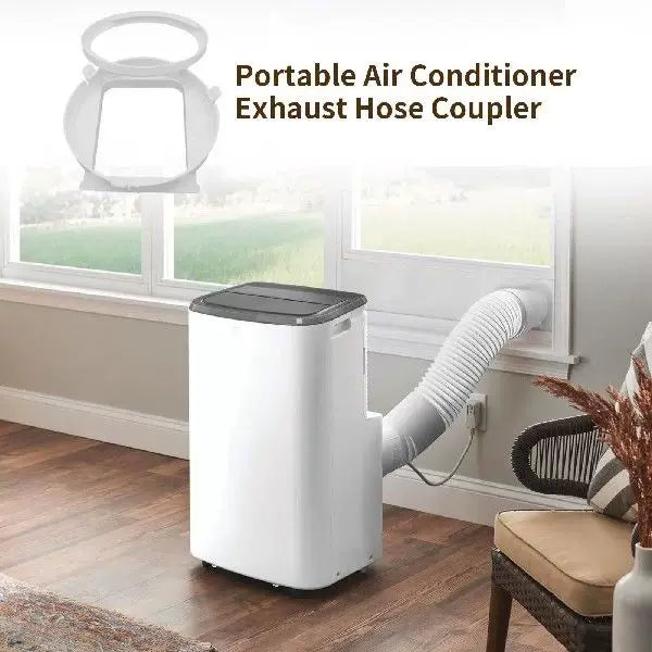 Unisex one size universal window fan adapter with circular exhaust collar and quick-release flange for portable air conditioners