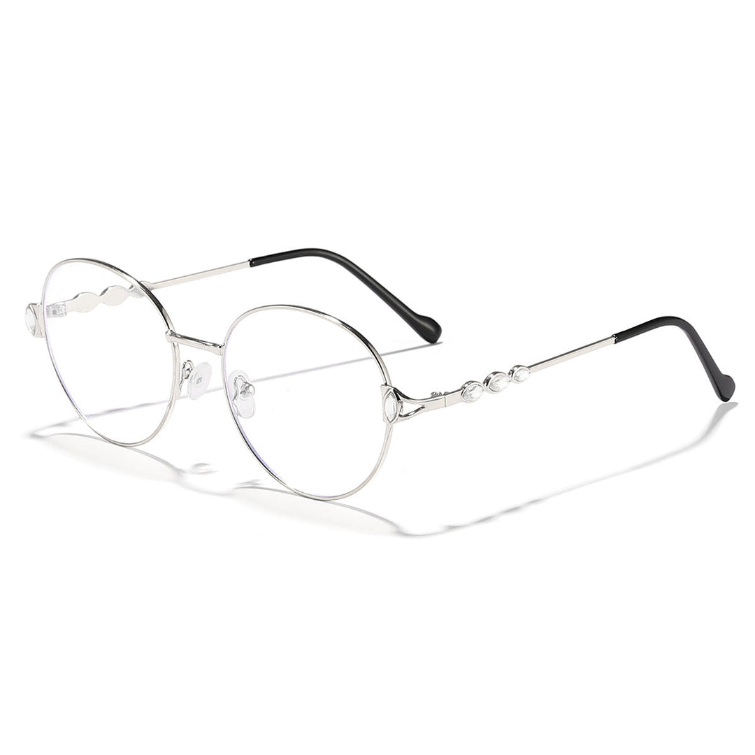 Women round sunglasses with elegant metal frame and mirrored lenses