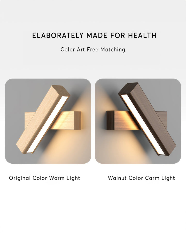 Rotatable wall lamp with Nordic wood grain