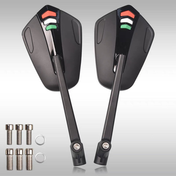 Motorcycle rearview mirror with modern design made of aluminum