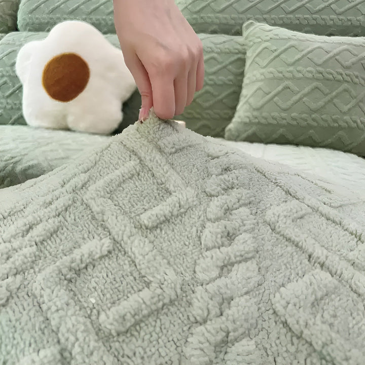 Samt-Sofa cover with diamond pattern – Soft &amp; Luxurious | Perfect fit for any couch |
