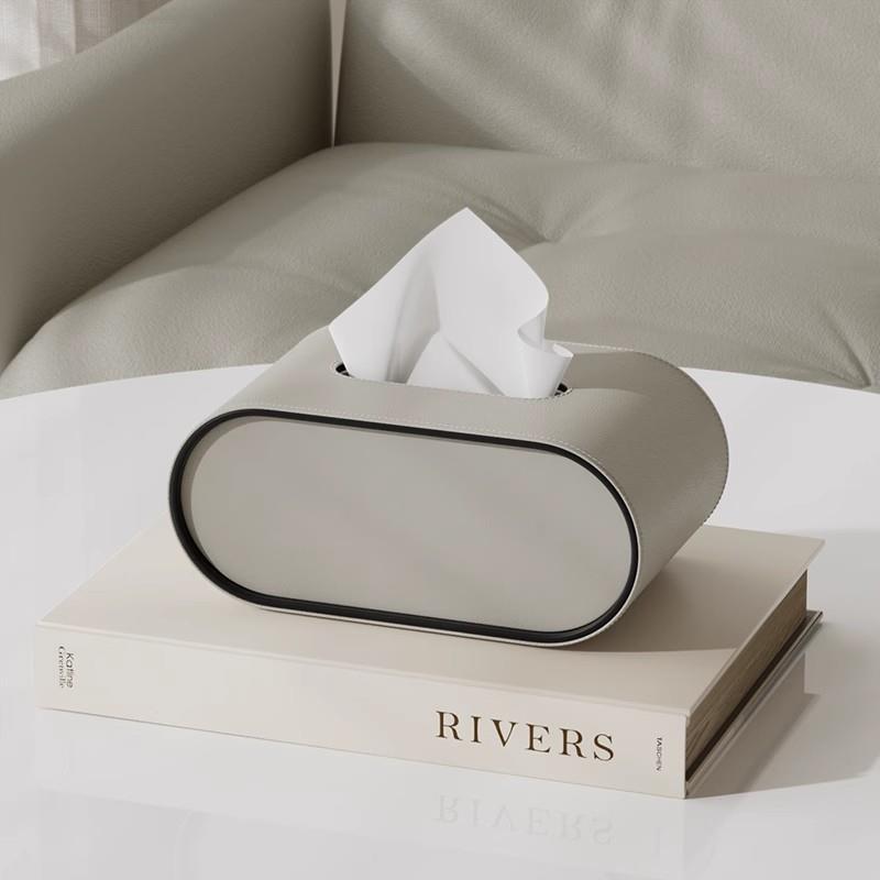 Tissue box - Oval Elegance - Leather design - Functional &amp; Stylish