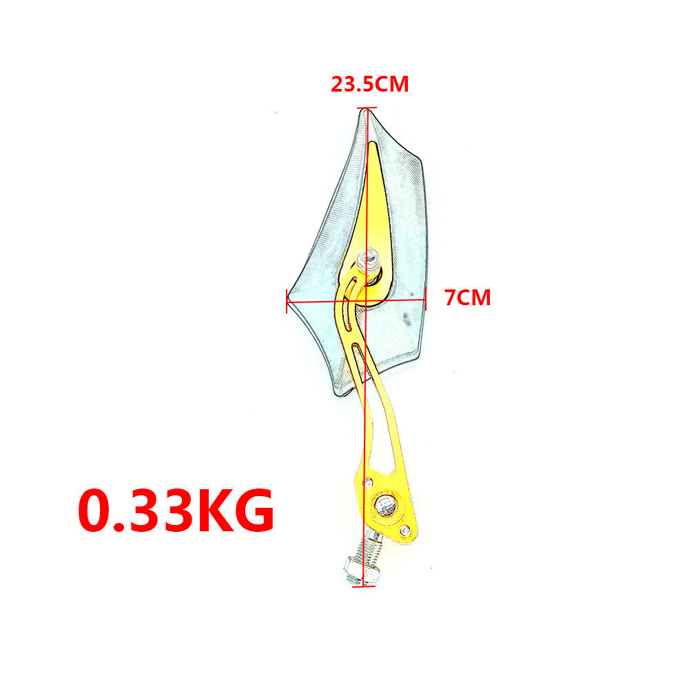 Sporty motorcycle rearview mirrors with rounded edges and adjustable viewing angle