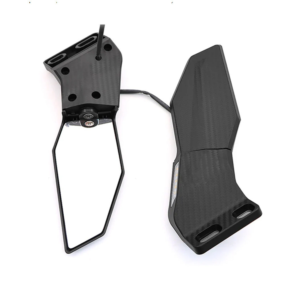 Motorcycle mirror set with integrated LED turn signal