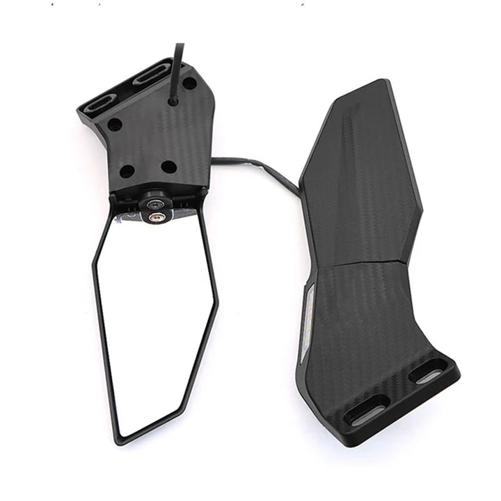 Motorcycle mirror set with integrated LED turn signal
