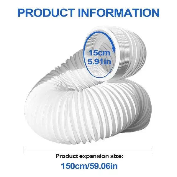 Unisex one size universal flexible corrugated exhaust hose for portable air conditioner with reinforced intake collar and extendable length