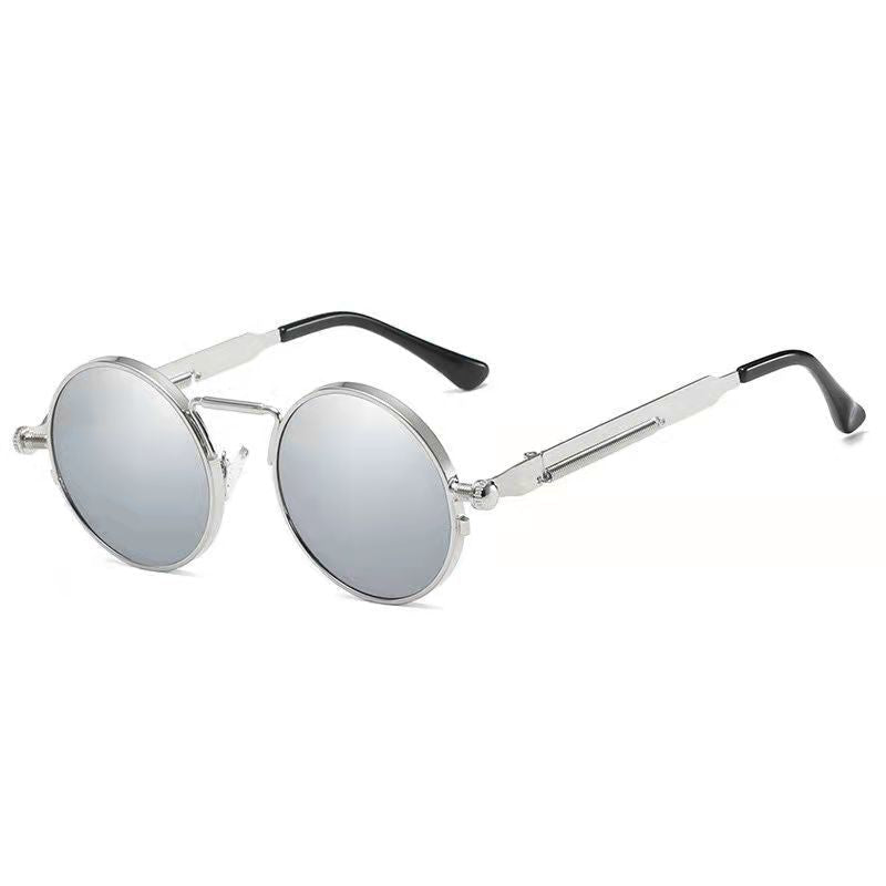 Ladies Round Metal Sunglasses with Mirrored Lenses