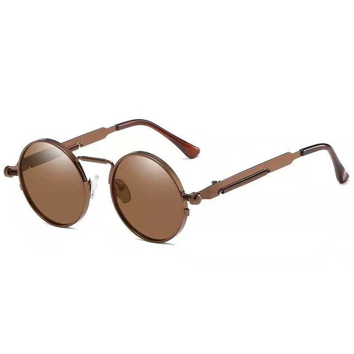 Ladies Round Metal Sunglasses with Mirrored Lenses