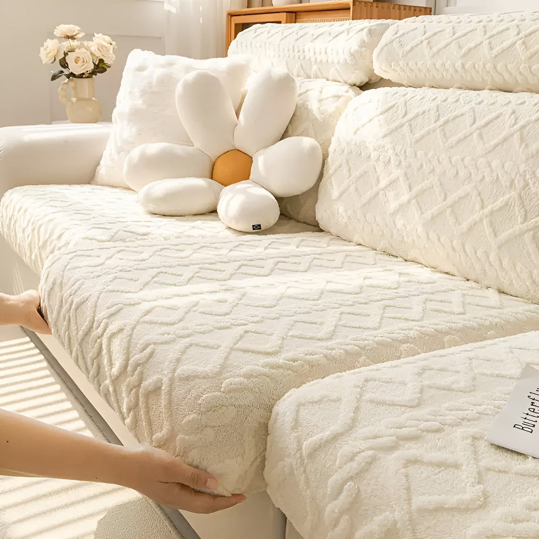 Samt-Sofa cover with diamond pattern – Soft &amp; Luxurious | Perfect fit for any couch |