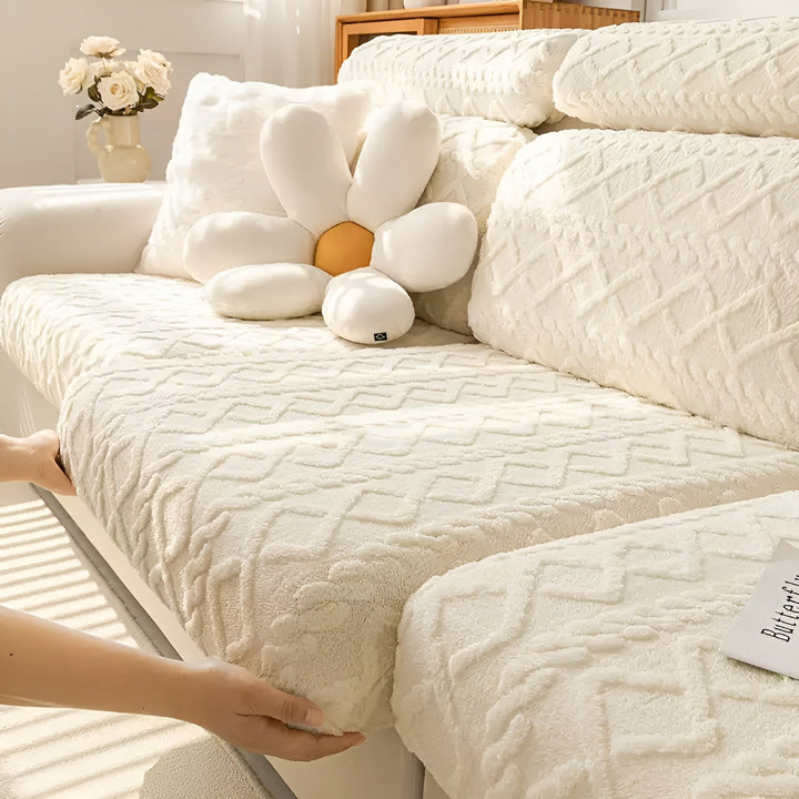 Samt-Sofa cover with diamond pattern – Soft &amp; Luxurious | Perfect fit for any couch |
