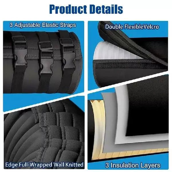 Unisex one size wide flat window sealing panel for portable air conditioner with universal round exhaust collar and quick-release elastic bands