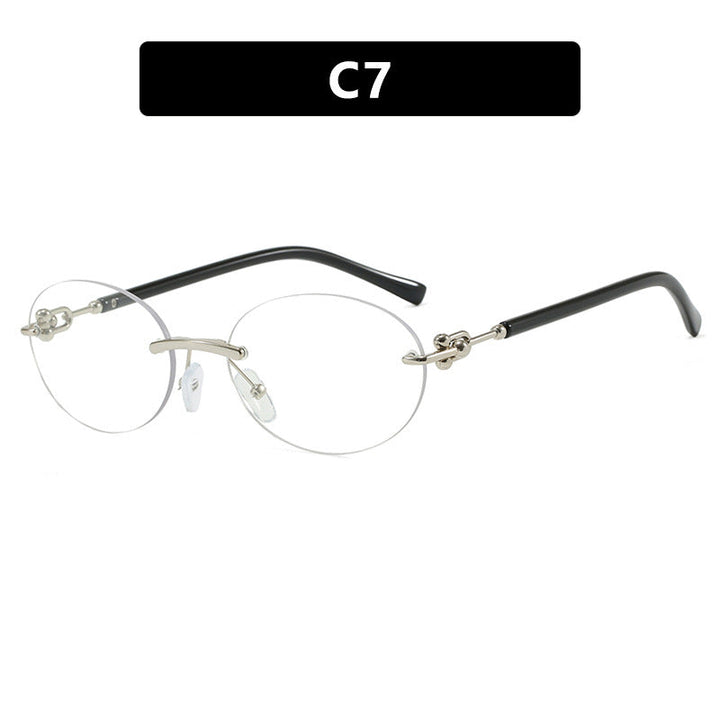 Women oval sunglasses with luxurious metal frame and mirrored lenses