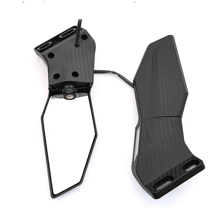 Motorcycle mirror set with integrated LED turn signal
