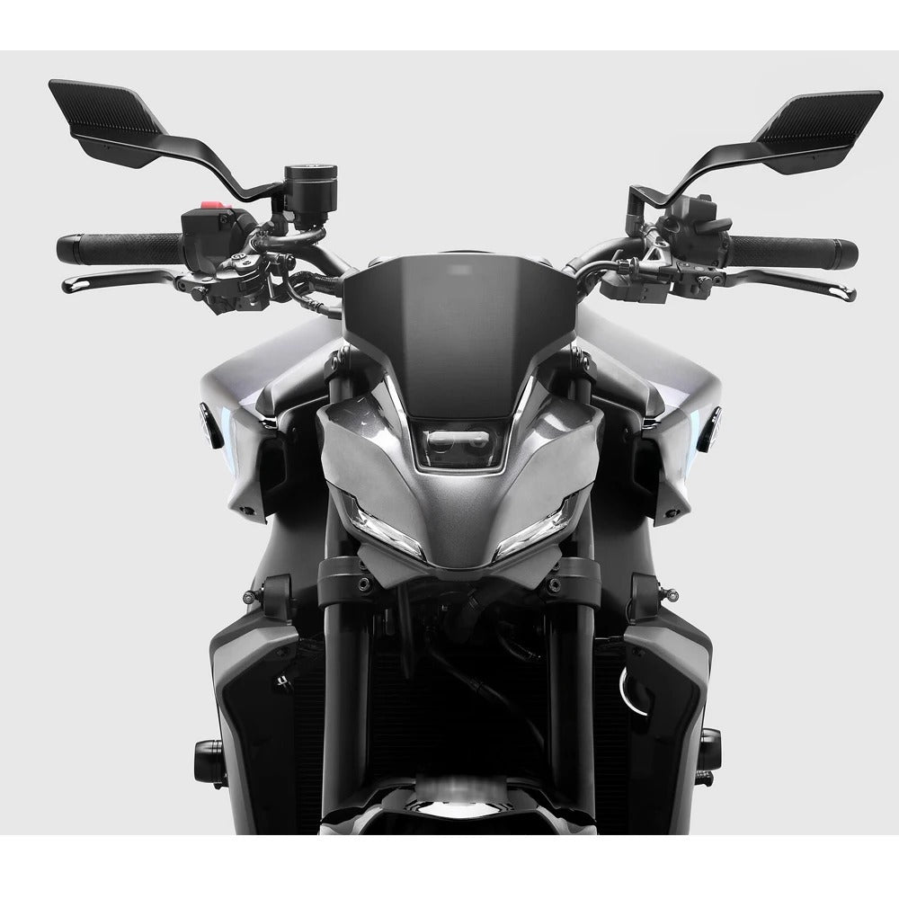 Motorcycle rearview mirror with modern, aerodynamic design